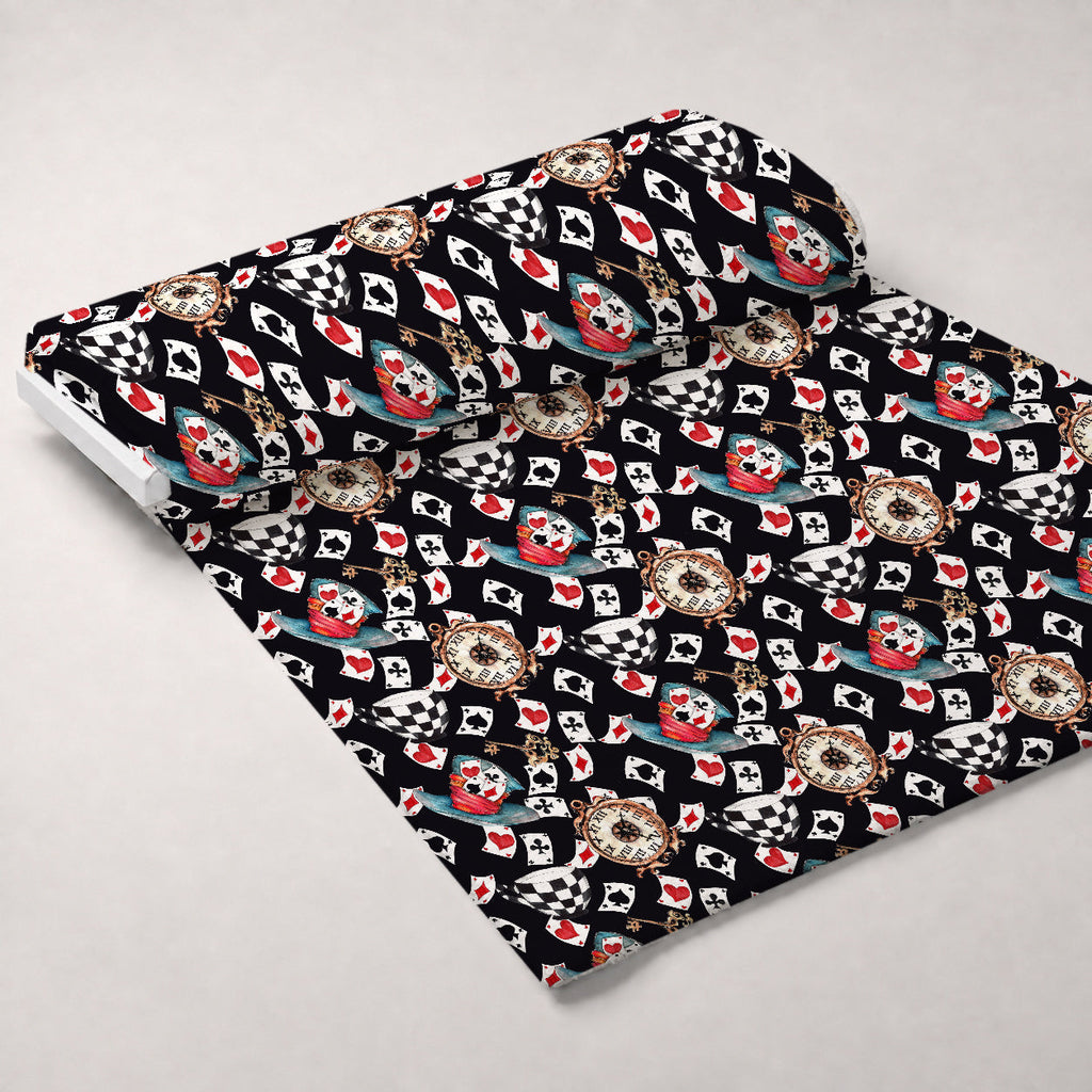 Mad Hatter Harlequin Pattern 1 Fleece Fabric — fleece fabric unrolled bolt preview (mv-fleece-v1:bolt)
