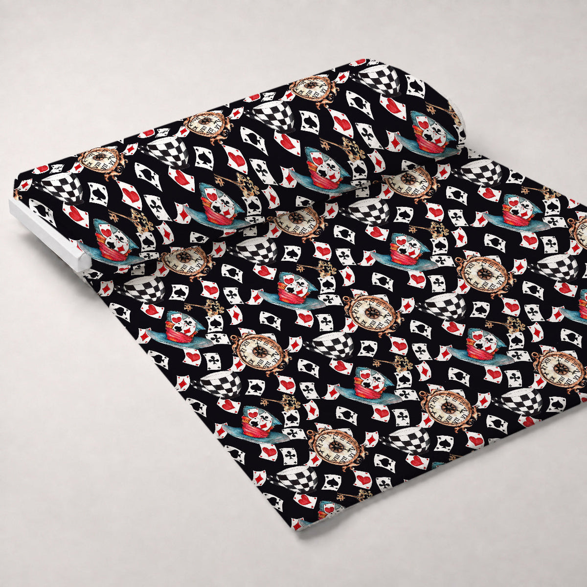 Mad Hatter Harlequin Pattern 1 Fleece Fabric — fleece fabric unrolled bolt preview (mv-fleece-v1:bolt)