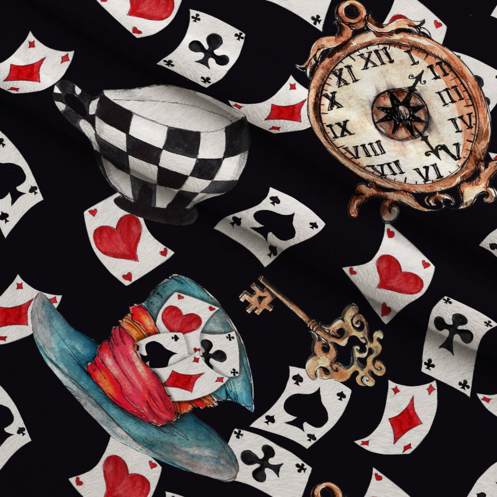 Mad Hatter Harlequin Pattern 1 Fleece Fabric — fleece fabric folded close-up preview (mv-fleece-v1:lying)