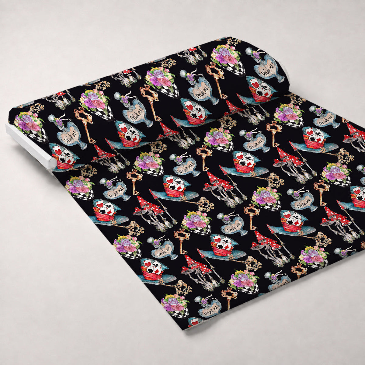 Mad Hatter Harlequin Pattern 8 Fleece Fabric — fleece fabric unrolled bolt preview (mv-fleece-v1:bolt)