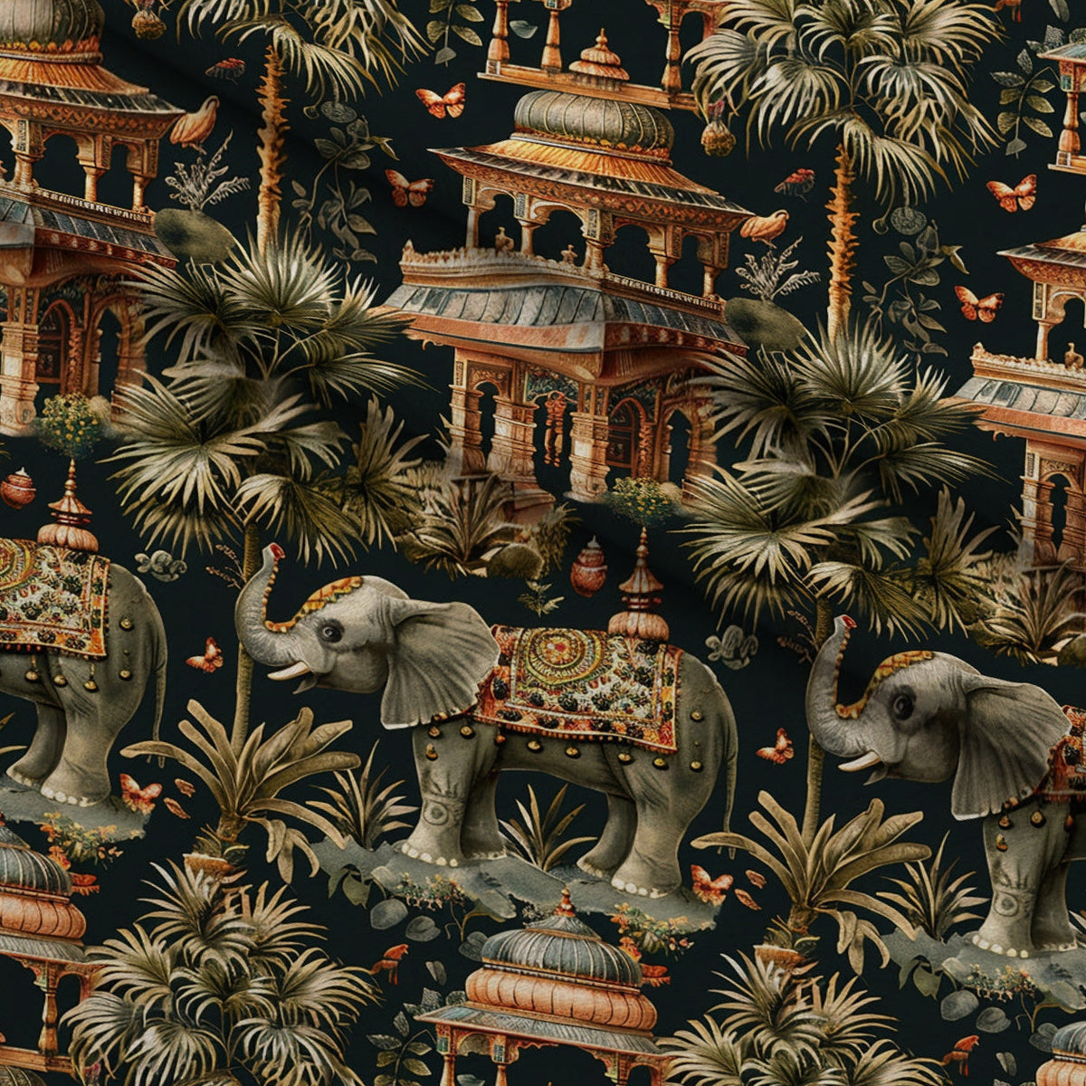Maharaja Palace Pattern 3 Fleece Fabric — fleece fabric folded close-up preview (mv-fleece-v1:lying)