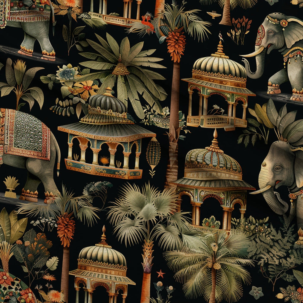 Maharaja Palace Pattern 4 Fleece Fabric — fleece fabric folded close-up preview (mv-fleece-v1:lying)