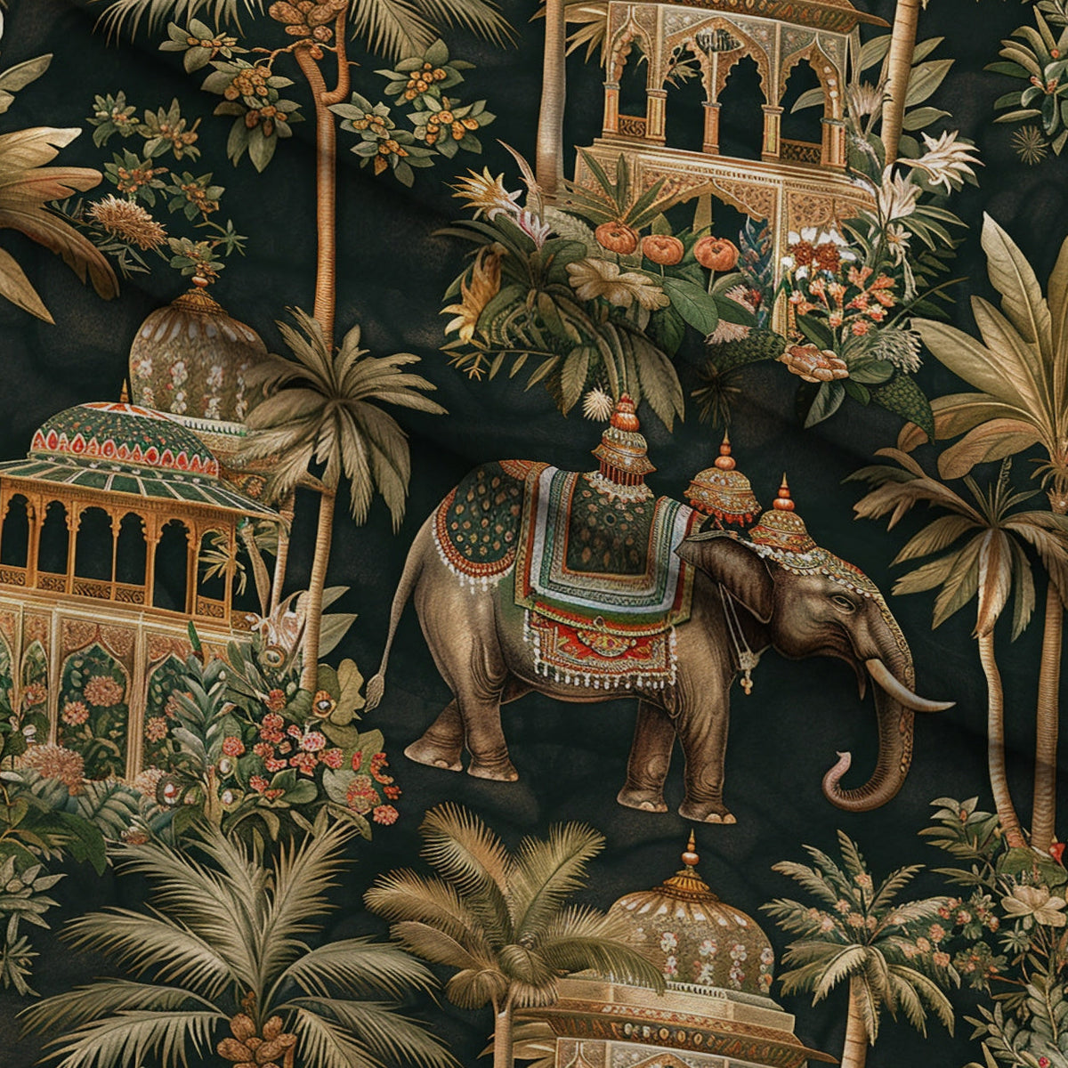 Maharaja Palace Pattern 6 Fleece Fabric — fleece fabric folded close-up preview (mv-fleece-v1:lying)