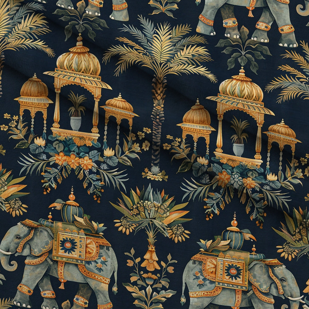 Maharaja Palace Pattern 7 Fleece Fabric — fleece fabric folded close-up preview (mv-fleece-v1:lying)