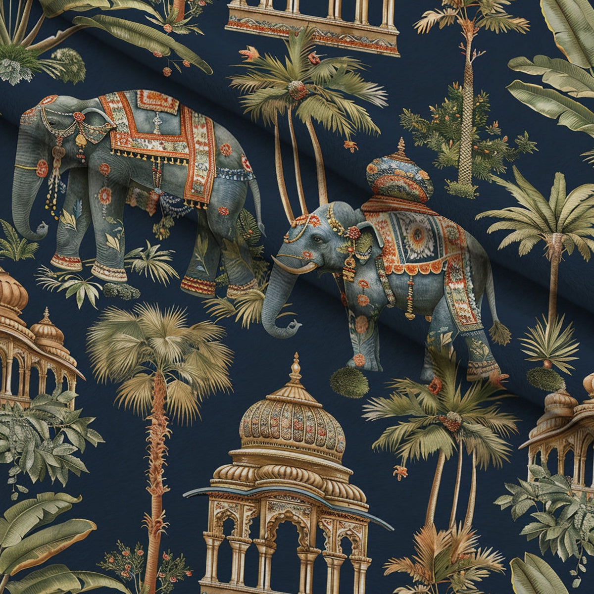 Maharaja Palace Pattern 8 Fleece Fabric — fleece fabric folded close-up preview (mv-fleece-v1:lying)