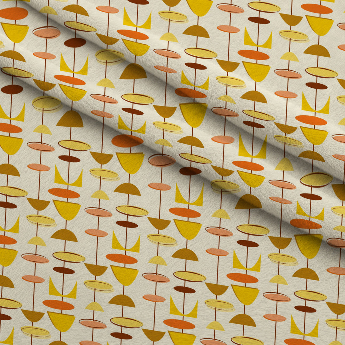Marigold Mobiles Pattern 6 Fleece Fabric — fleece fabric folded close-up preview (mv-fleece-v1:lying)