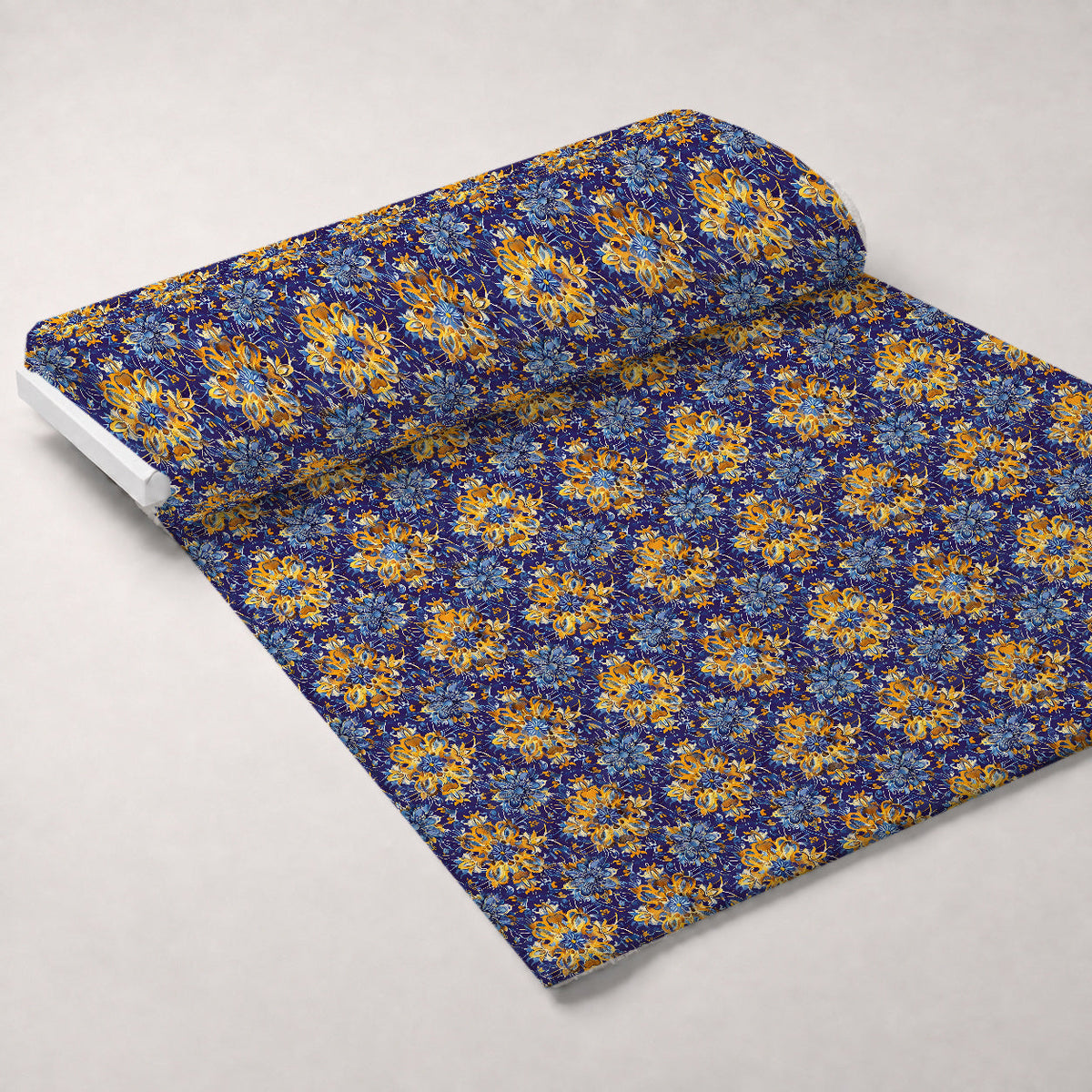 Marigold Mosaic Pattern 1 Fleece Fabric — fleece fabric unrolled bolt preview (mv-fleece-v1:bolt)