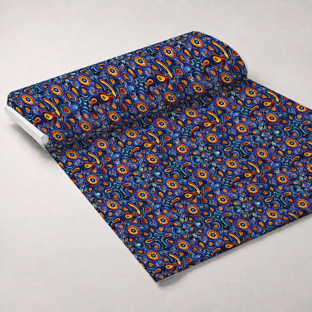 Marigold Mosaic Pattern 10 Fleece Fabric — fleece fabric unrolled bolt preview (mv-fleece-v1:bolt)