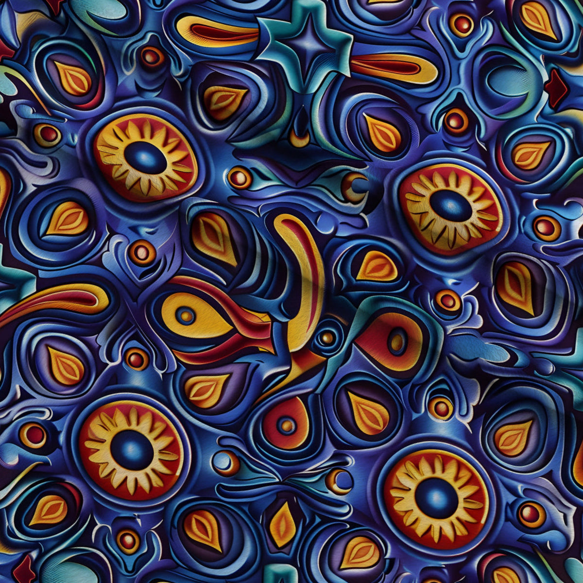 Marigold Mosaic Pattern 10 Fleece Fabric — fleece fabric folded close-up preview (mv-fleece-v1:lying)