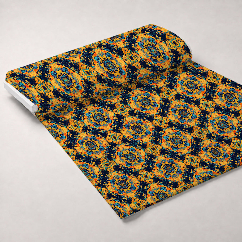 Marigold Mosaic Pattern 11 Fleece Fabric — fleece fabric unrolled bolt preview (mv-fleece-v1:bolt)