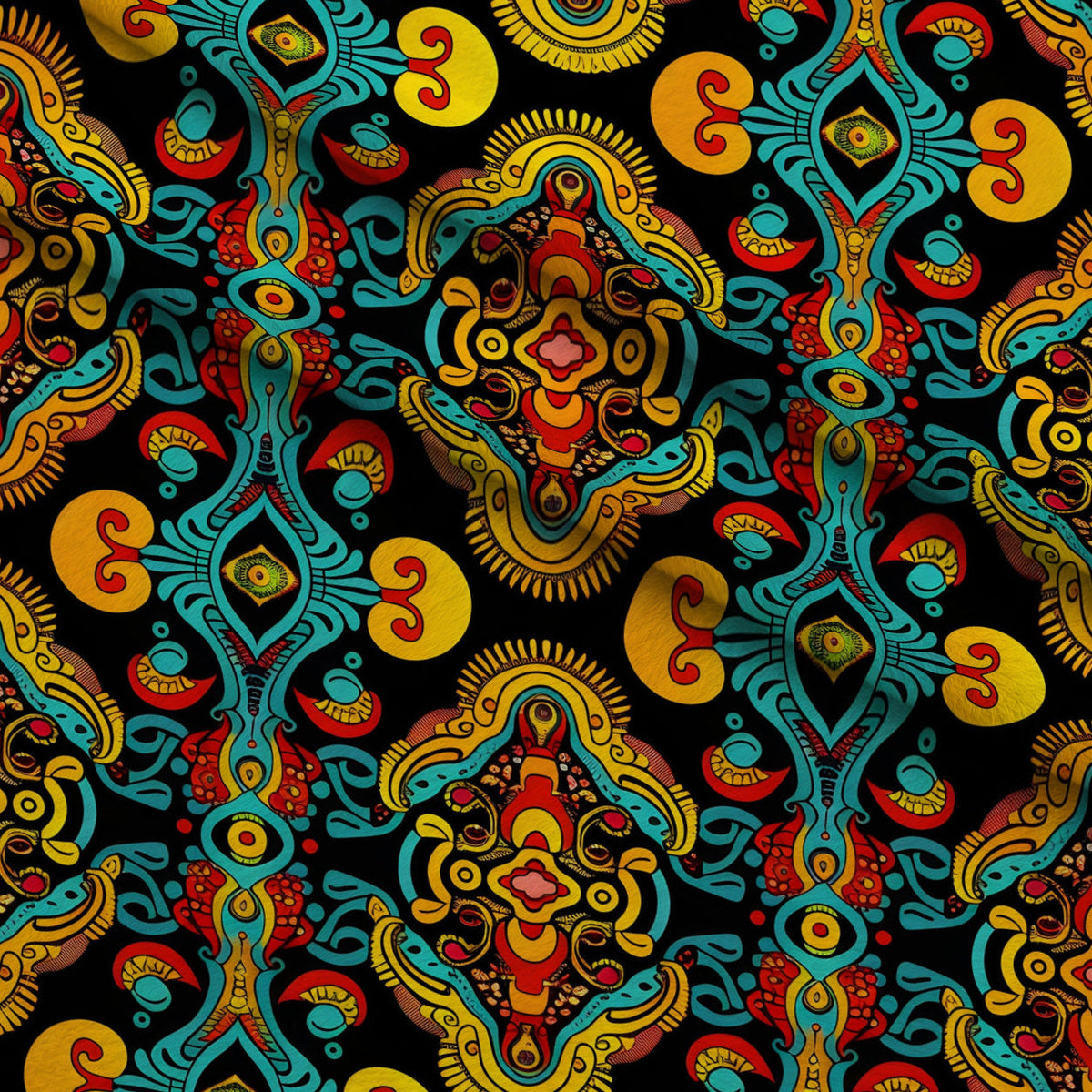 Marigold Mosaic Pattern 14 Fleece Fabric — fleece fabric folded close-up preview (mv-fleece-v1:lying)