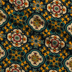 Marigold Mosaic Pattern 15 Fleece Fabric — fleece fabric folded close-up preview (mv-fleece-v1:lying)