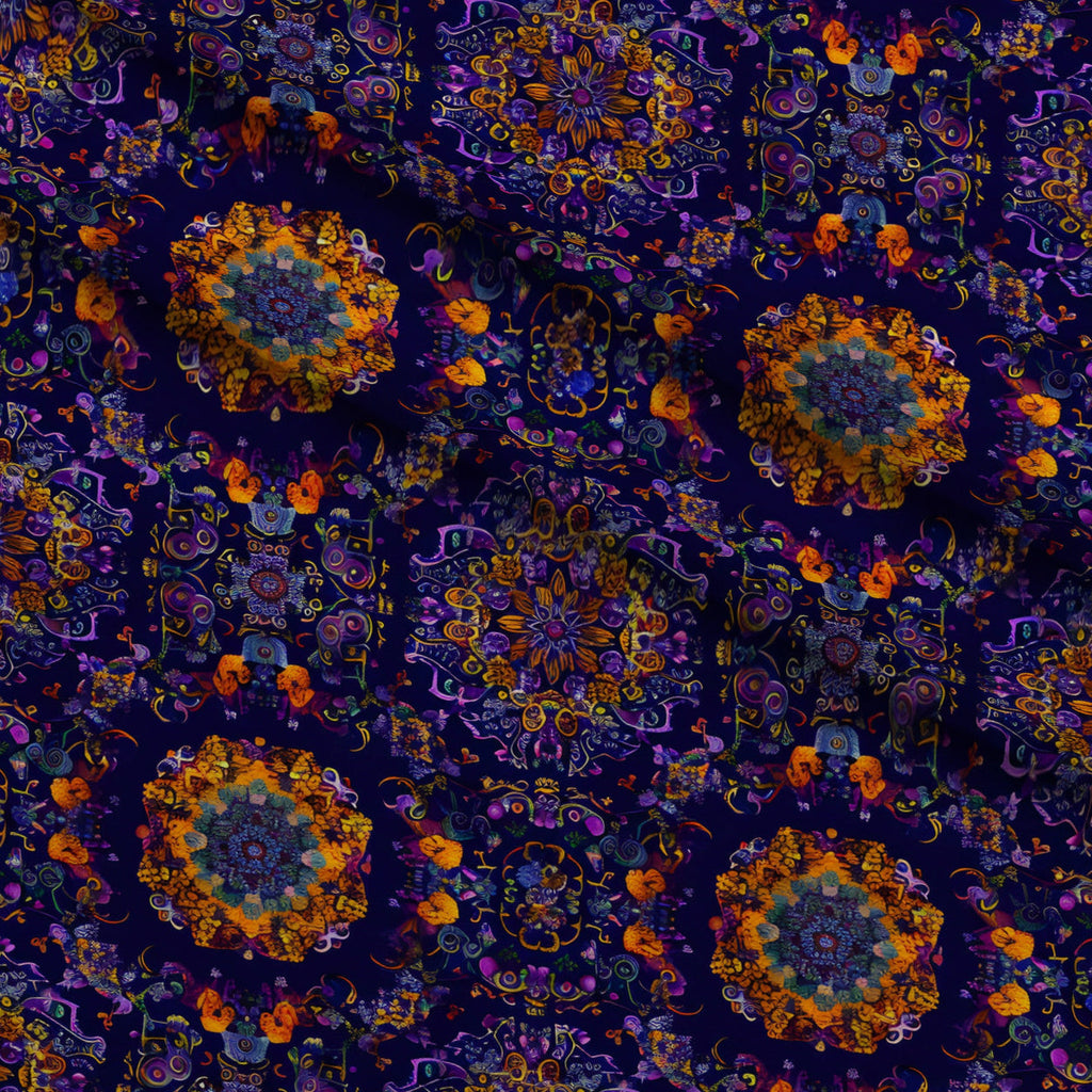 Marigold Mosaic Pattern 3 Fleece Fabric — fleece fabric folded close-up preview (mv-fleece-v1:lying)