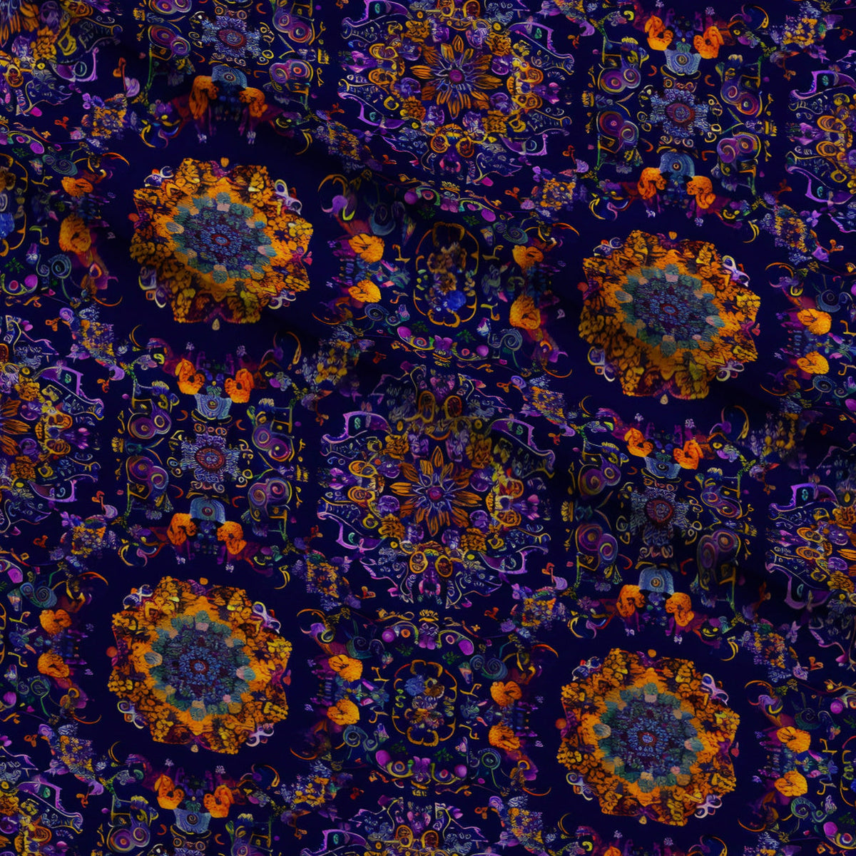 Marigold Mosaic Pattern 3 Fleece Fabric — fleece fabric folded close-up preview (mv-fleece-v1:lying)