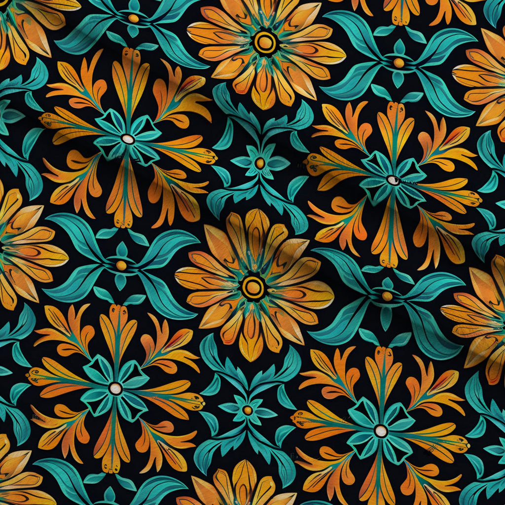 Marigold Mosaic Pattern 5 Fleece Fabric — fleece fabric folded close-up preview (mv-fleece-v1:lying)