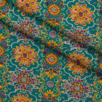 Marigold Mosaic Pattern 7 Fleece Fabric — fleece fabric folded close-up preview (mv-fleece-v1:lying)