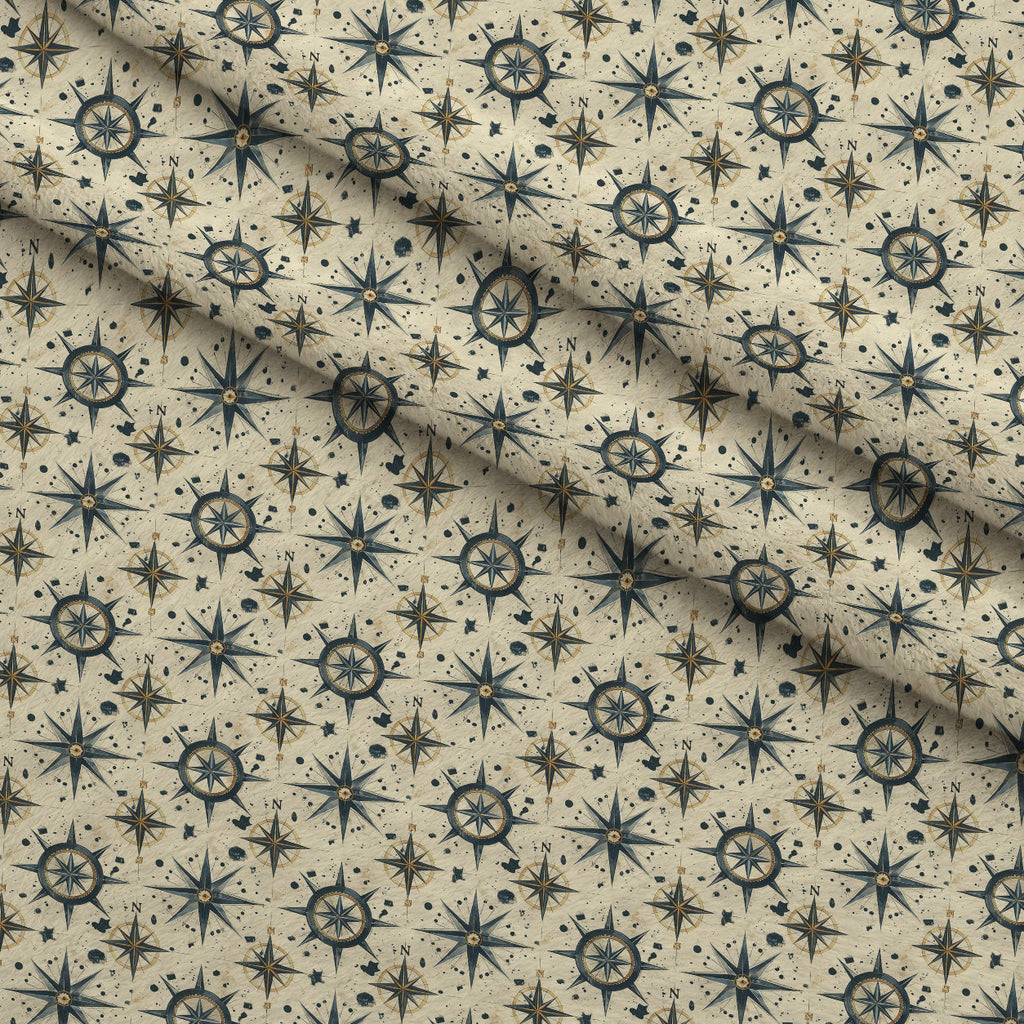 Mariner's Star Pattern 2 Fleece Fabric — fleece fabric folded close-up preview (mv-fleece-v1:lying)