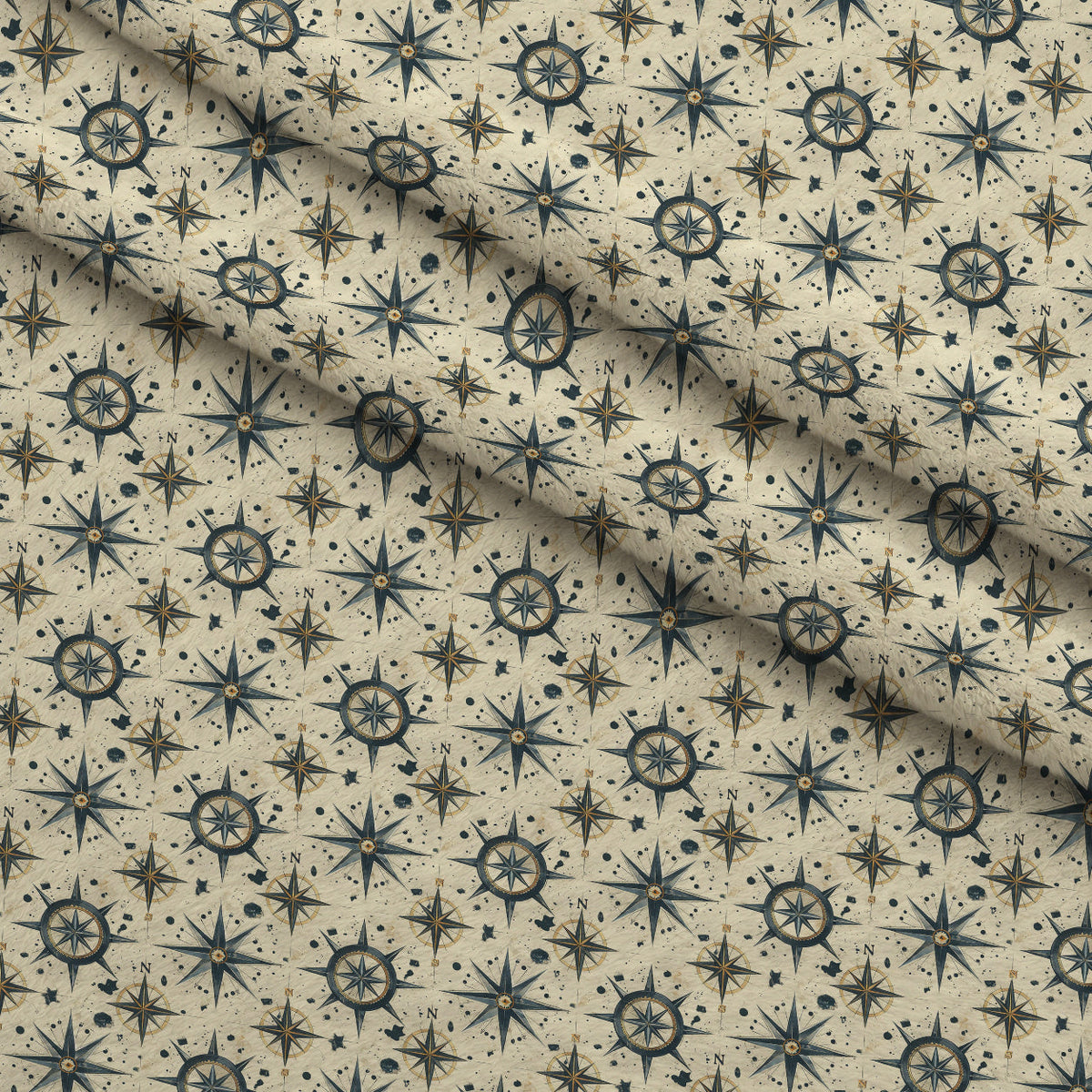 Mariner's Star Pattern 2 Fleece Fabric — fleece fabric folded close-up preview (mv-fleece-v1:lying)