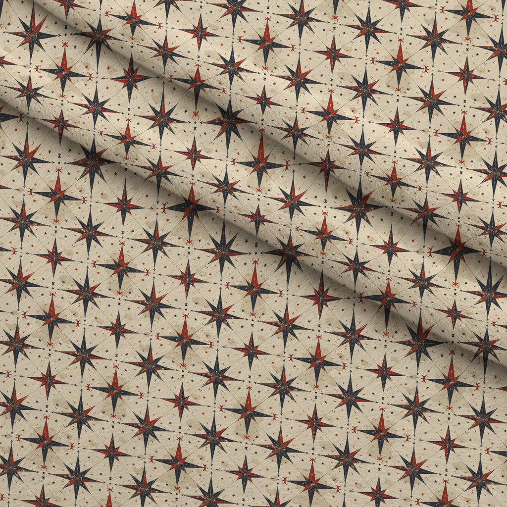 Mariner's Star Pattern 3 Fleece Fabric — fleece fabric folded close-up preview (mv-fleece-v1:lying)