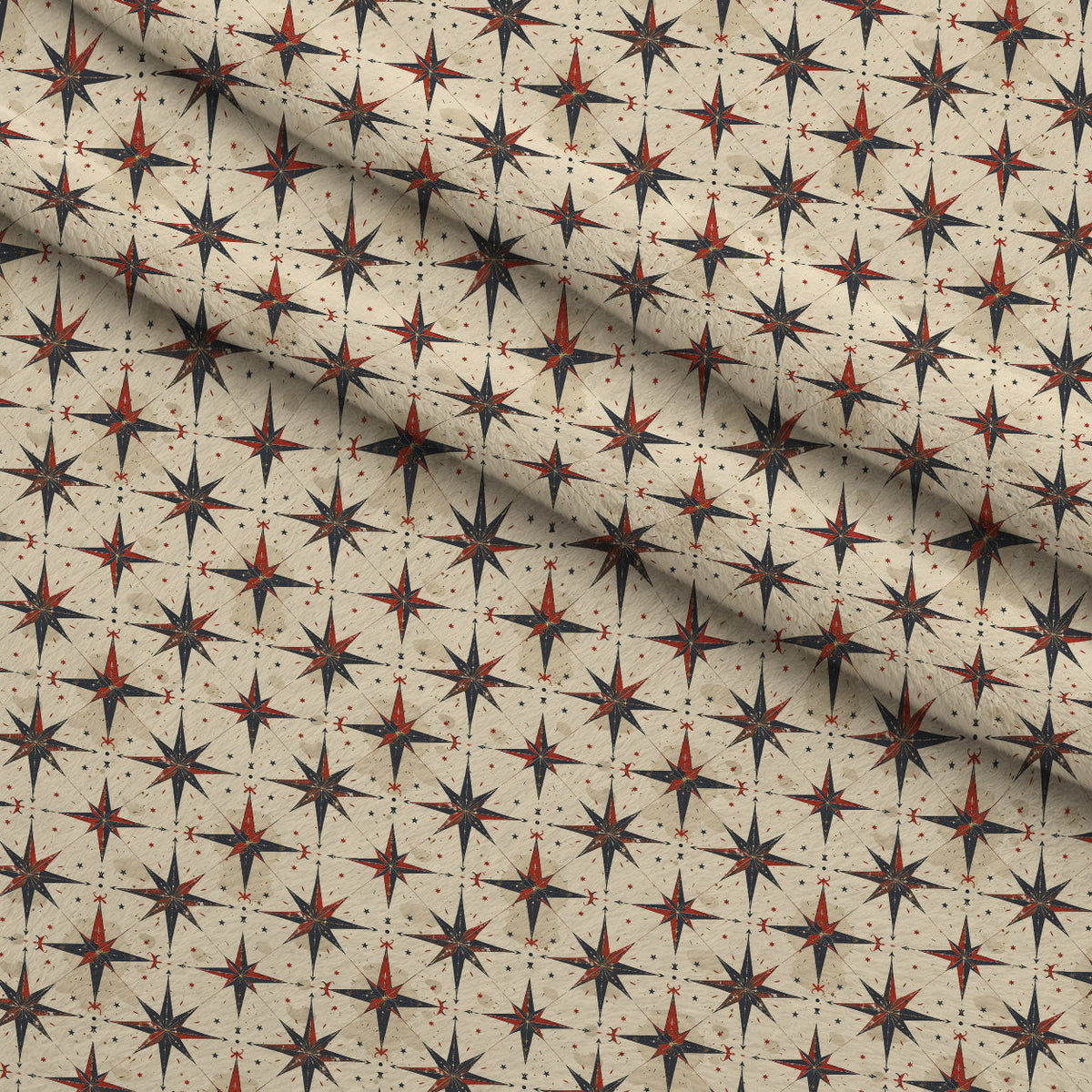 Mariner's Star Pattern 3 Fleece Fabric — fleece fabric folded close-up preview (mv-fleece-v1:lying)