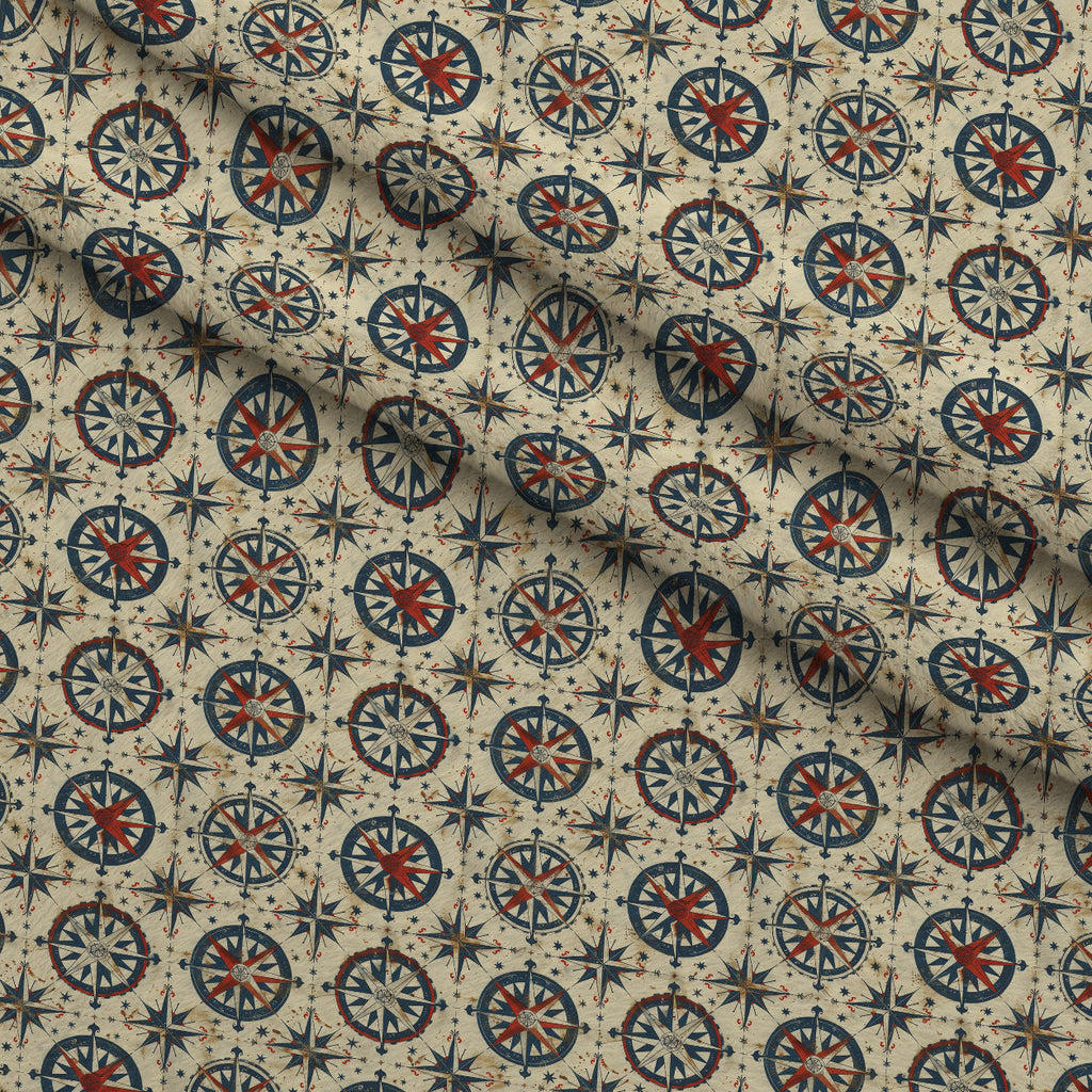 Mariner's Star Pattern 4 Fleece Fabric — fleece fabric folded close-up preview (mv-fleece-v1:lying)