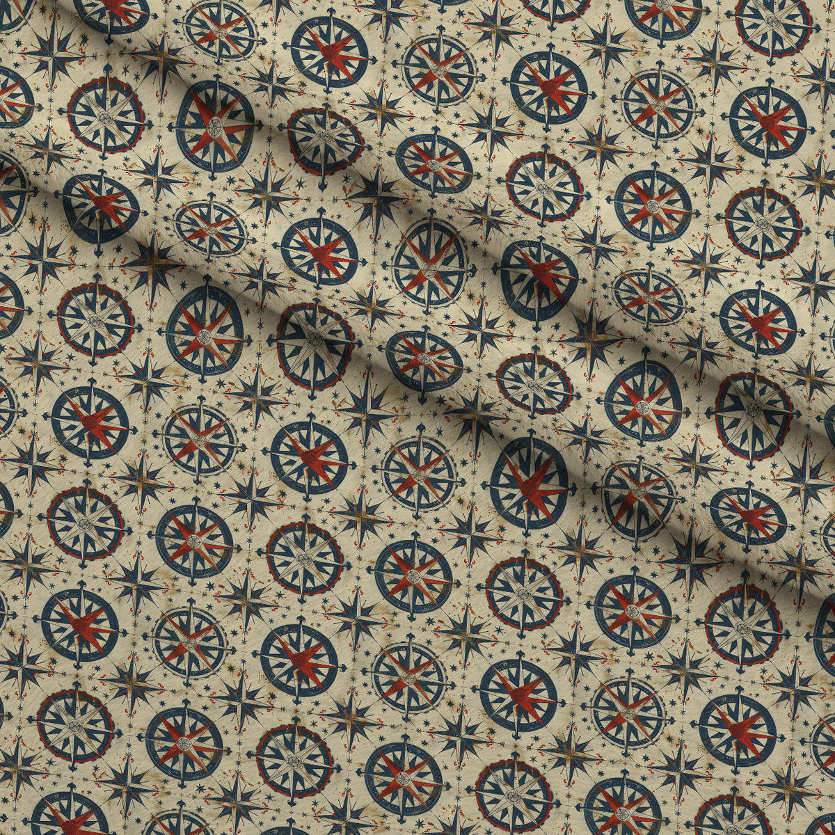 Mariner's Star Pattern 4 Fleece Fabric — fleece fabric folded close-up preview (mv-fleece-v1:lying)