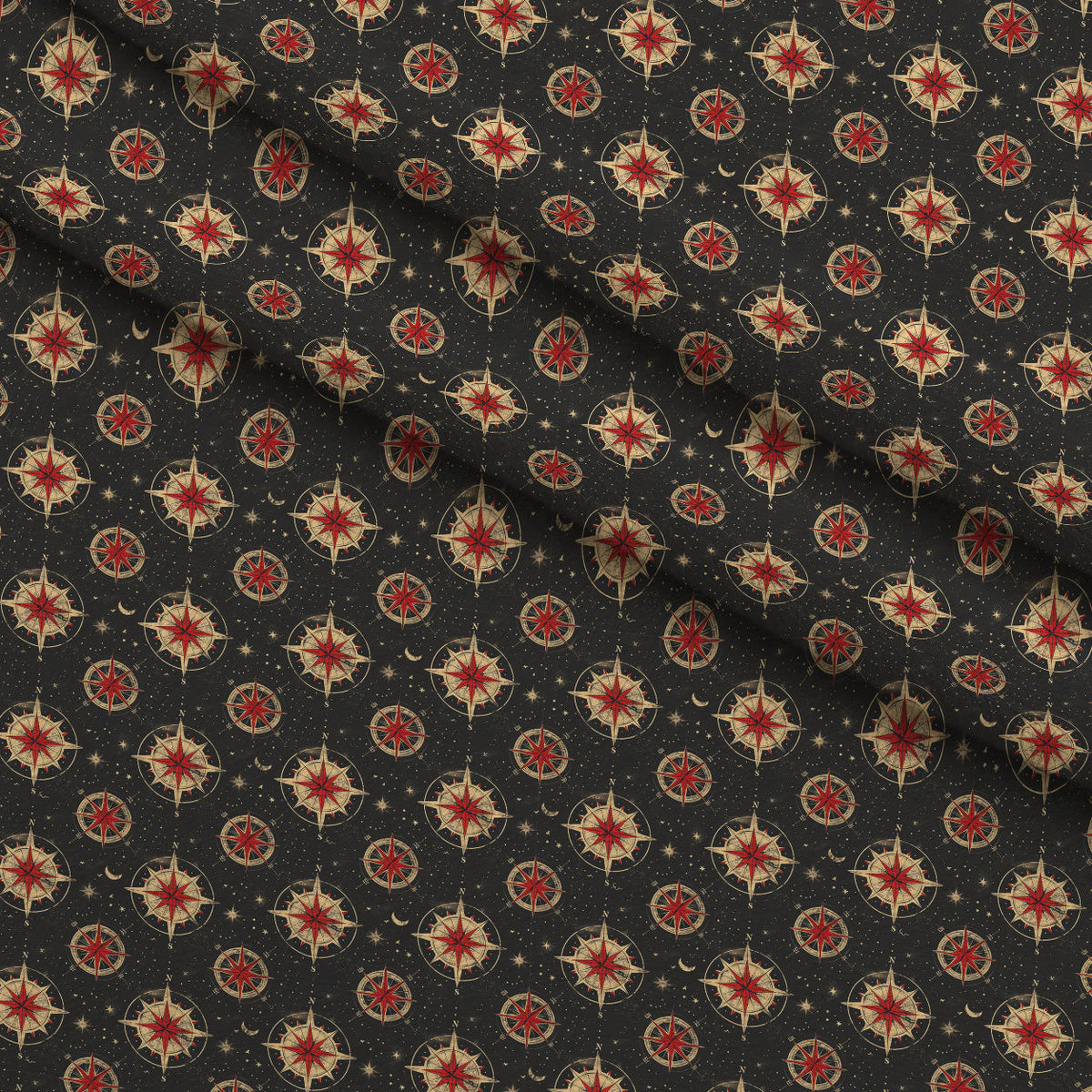 Mariner's Star Pattern 8 Fleece Fabric — fleece fabric folded close-up preview (mv-fleece-v1:lying)