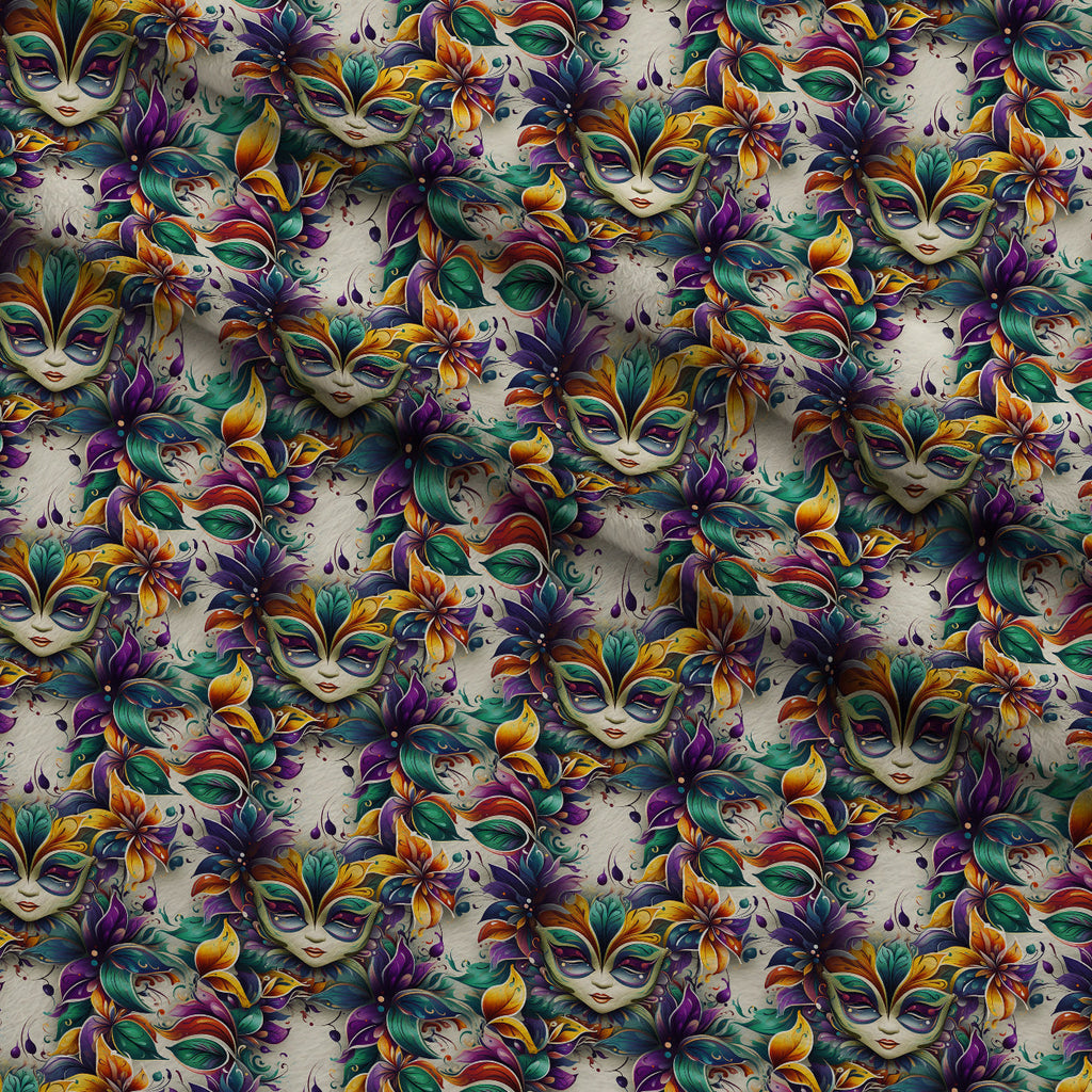 Masquerade Jewels Pattern 1 Fleece Fabric — fleece fabric folded close-up preview (mv-fleece-v1:lying)