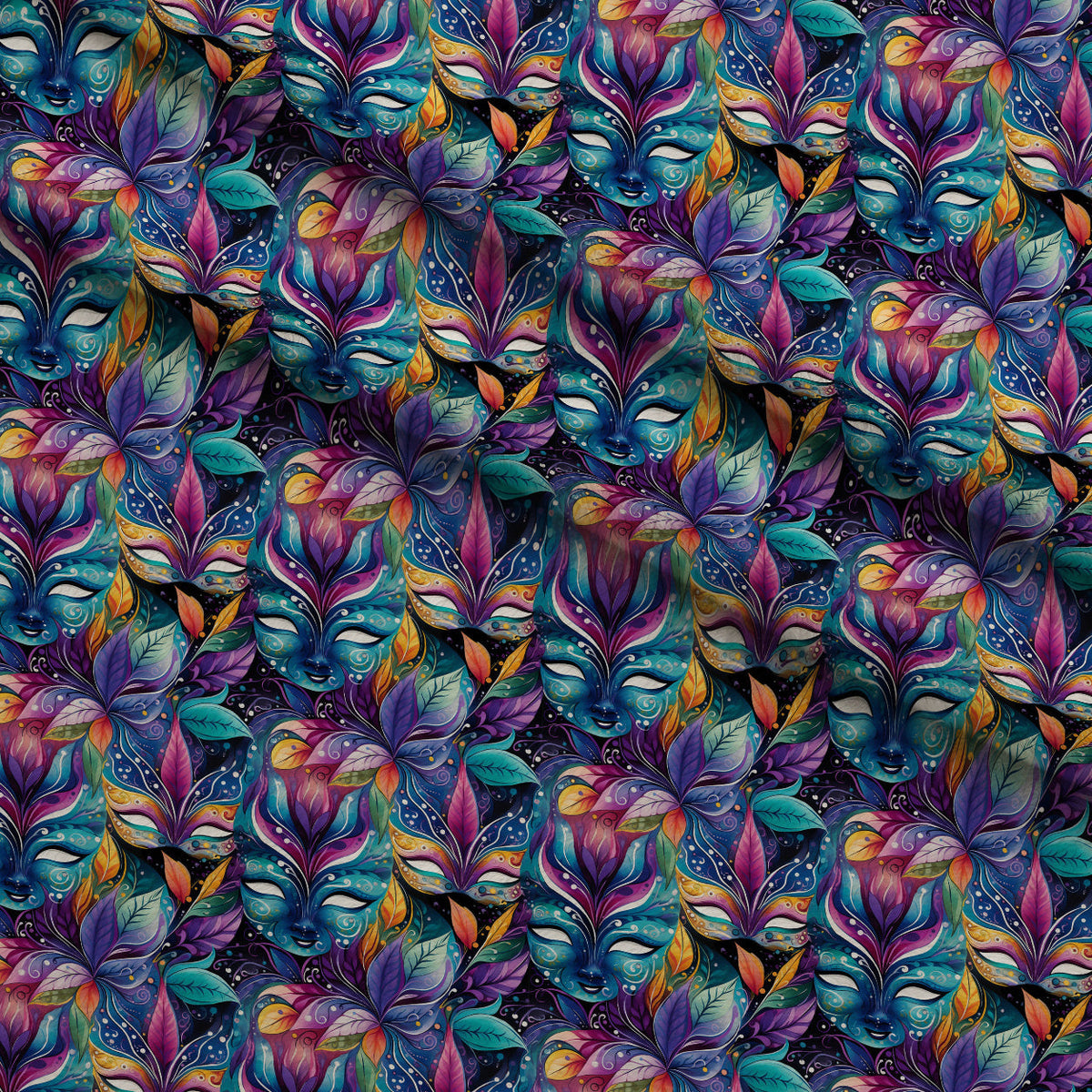 Masquerade Jewels Pattern 4 Fleece Fabric — fleece fabric folded close-up preview (mv-fleece-v1:lying)