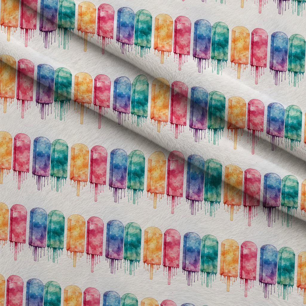Melty Rainbow Pops Pattern 1 Fleece Fabric — fleece fabric folded close-up preview (mv-fleece-v1:lying)