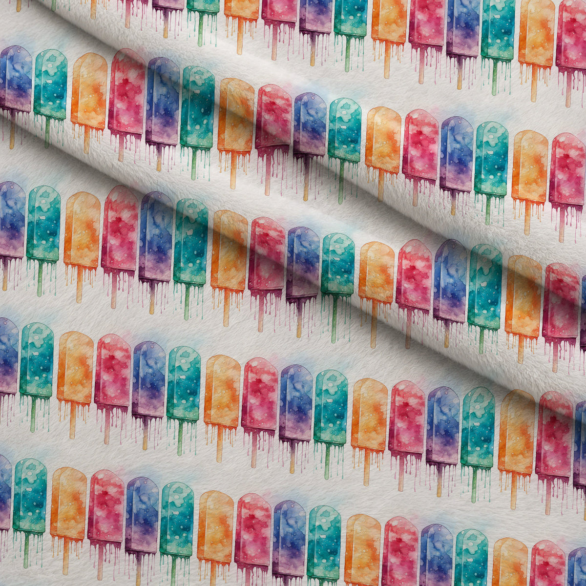 Melty Rainbow Pops Pattern 11 Fleece Fabric — fleece fabric folded close-up preview (mv-fleece-v1:lying)