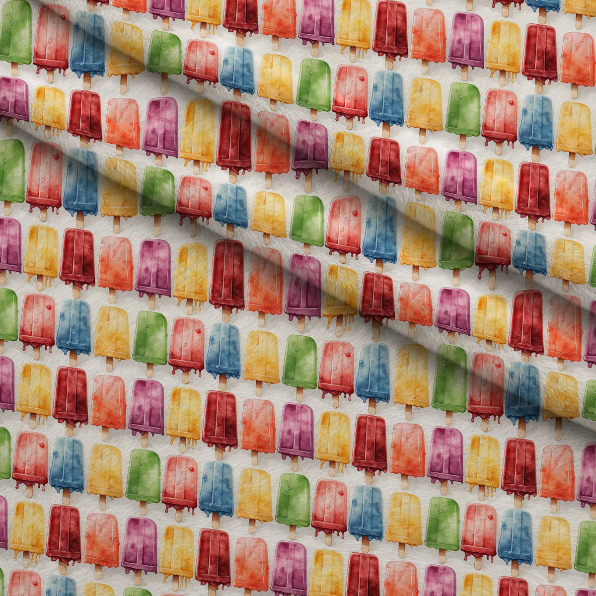 Melty Rainbow Pops Pattern 7 Fleece Fabric — fleece fabric folded close-up preview (mv-fleece-v1:lying)
