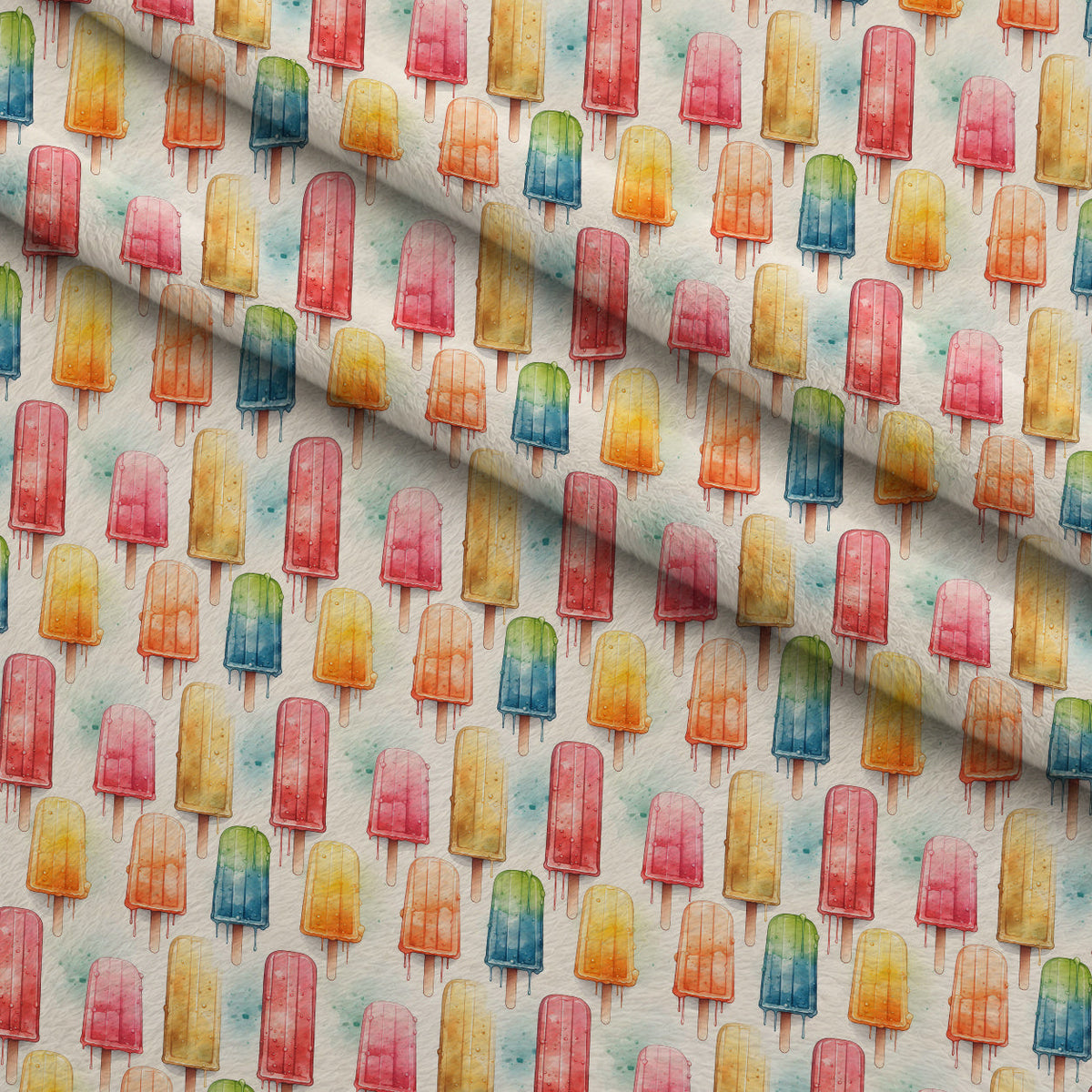 Melty Rainbow Pops Pattern 8 Fleece Fabric — fleece fabric folded close-up preview (mv-fleece-v1:lying)
