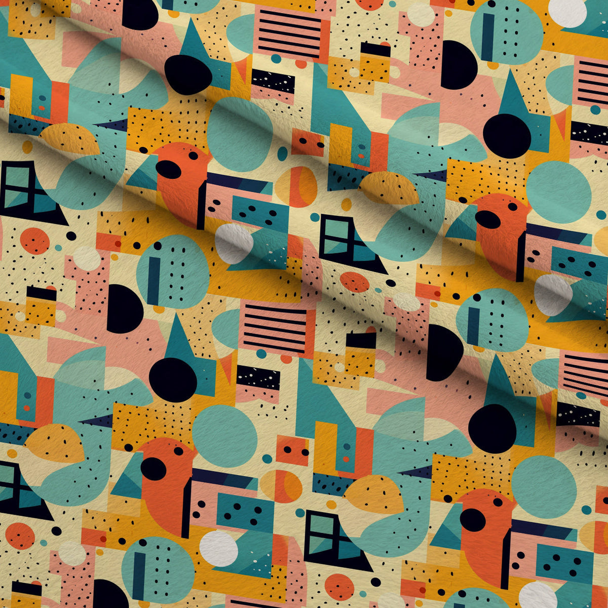 Memphis Pop Pattern 10 Fleece Fabric — fleece fabric folded close-up preview (mv-fleece-v1:lying)
