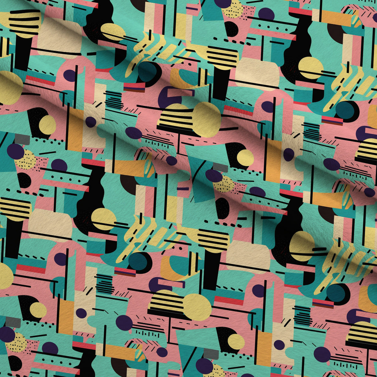 Memphis Pop Pattern 13 Fleece Fabric — fleece fabric folded close-up preview (mv-fleece-v1:lying)
