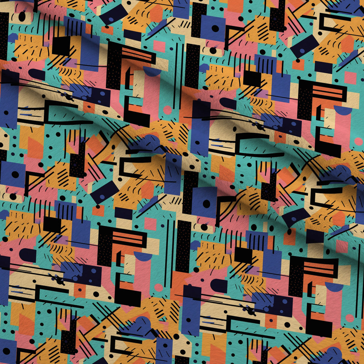 Memphis Pop Pattern 16 Fleece Fabric — fleece fabric folded close-up preview (mv-fleece-v1:lying)