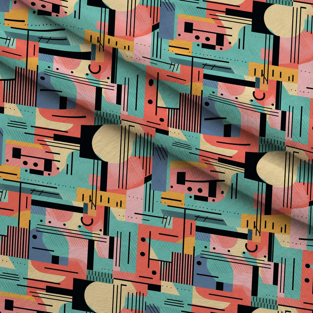 Memphis Pop Pattern 18 Fleece Fabric — fleece fabric folded close-up preview (mv-fleece-v1:lying)