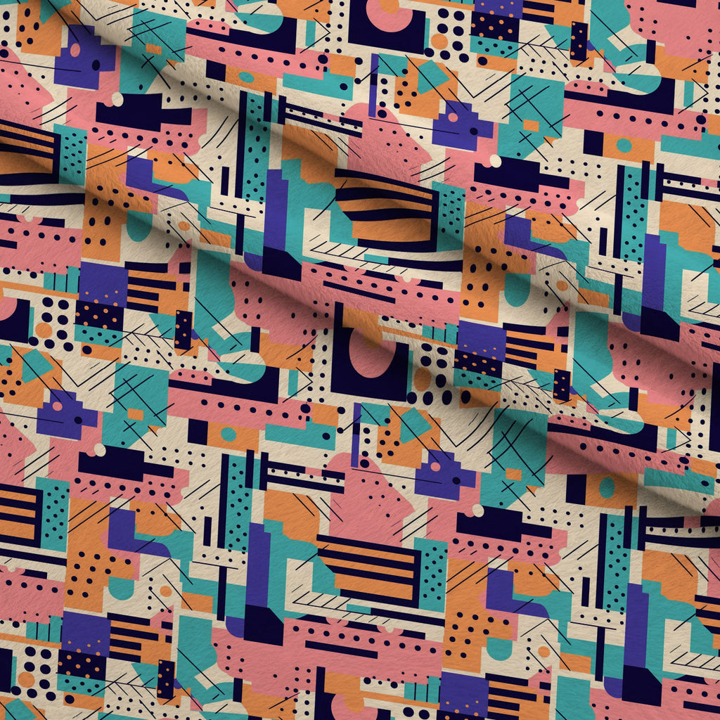 Memphis Pop Pattern 6 Fleece Fabric — fleece fabric folded close-up preview (mv-fleece-v1:lying)