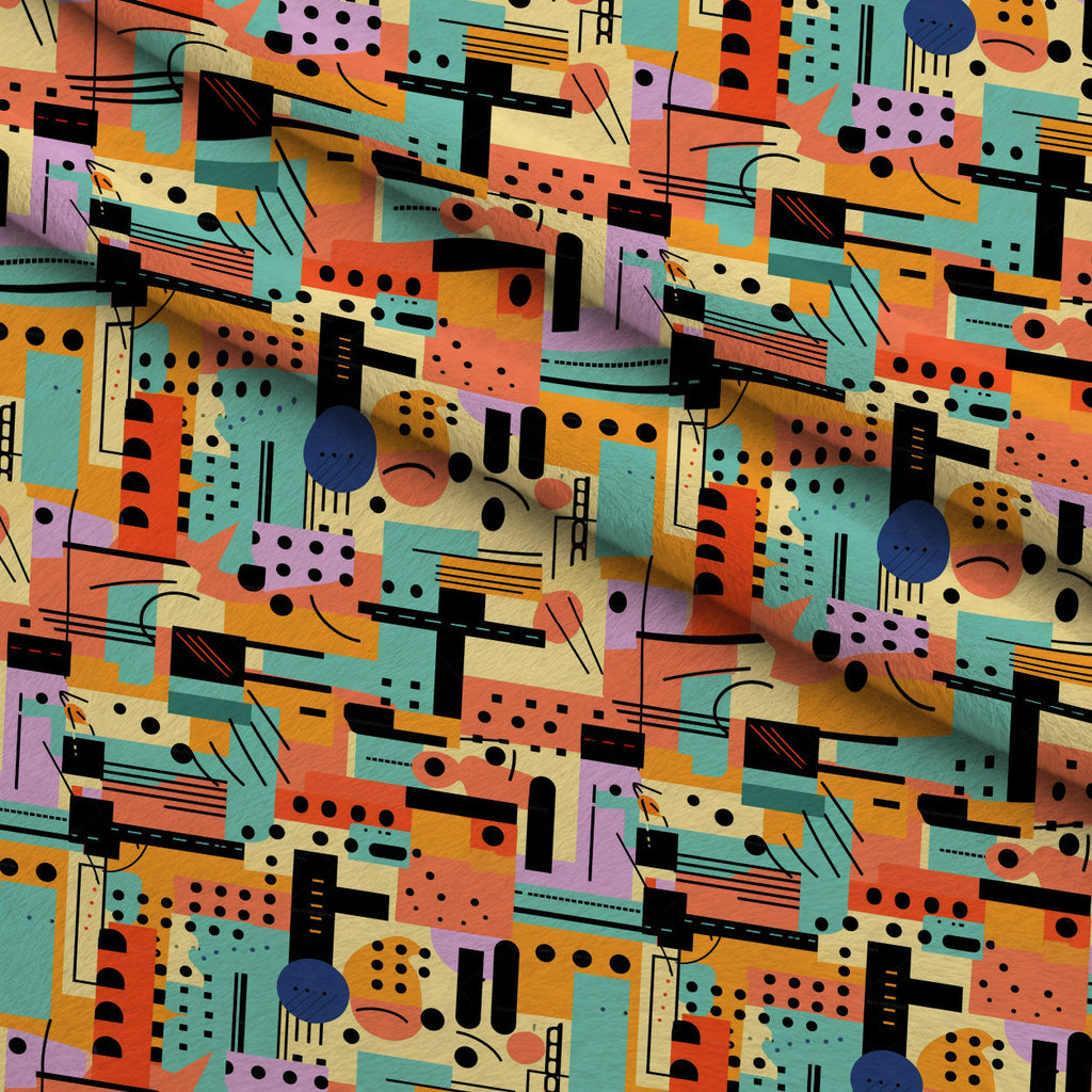 Memphis Pop Pattern 8 Fleece Fabric — fleece fabric folded close-up preview (mv-fleece-v1:lying)