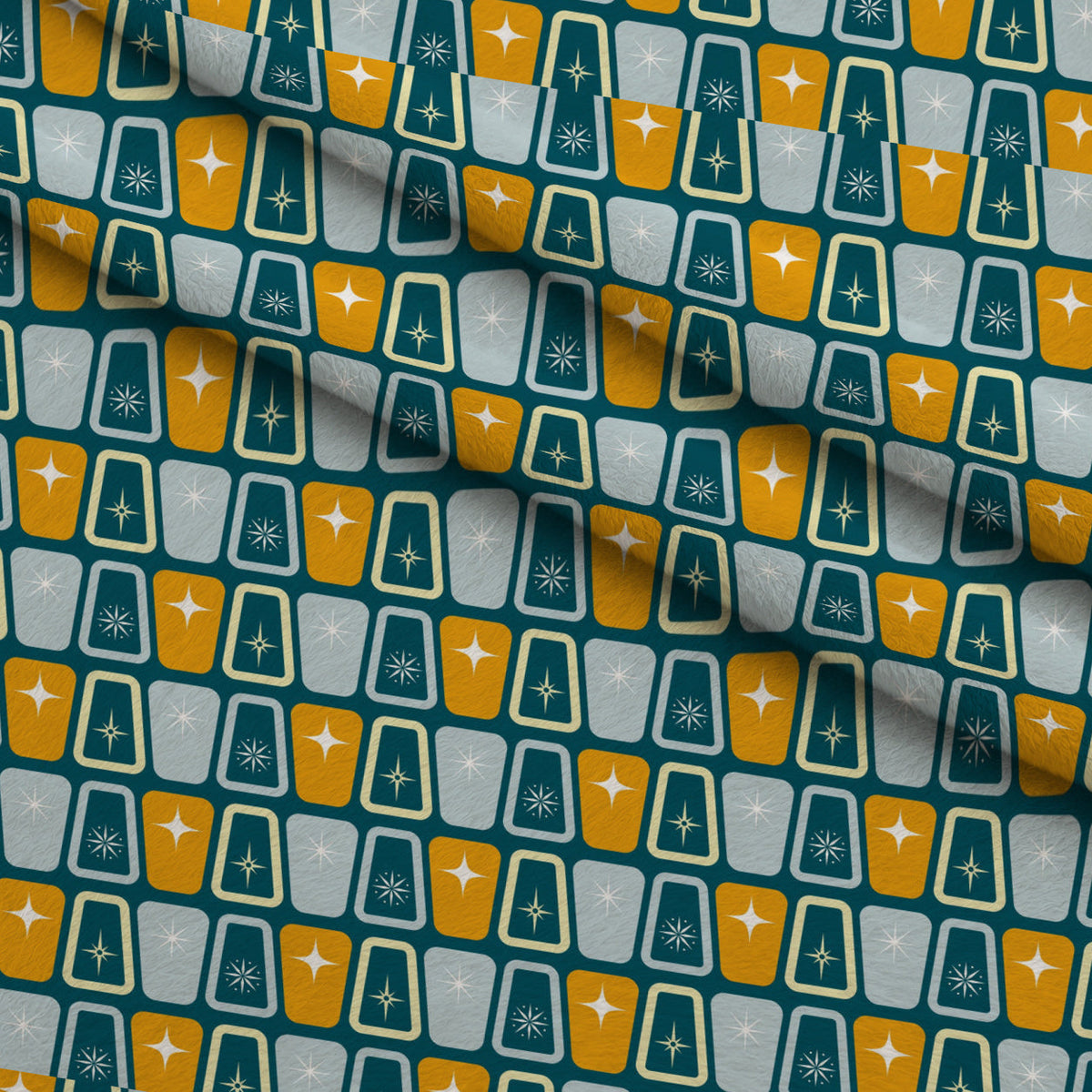 Midcentury Sparkle Pattern 9 Fleece Fabric — fleece fabric folded close-up preview (mv-fleece-v1:lying)