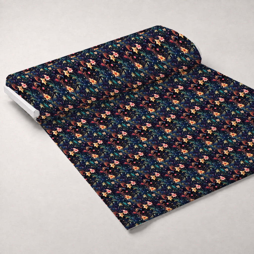 Midnight Blooms Pattern 2 Fleece Fabric — fleece fabric unrolled bolt preview (mv-fleece-v1:bolt)