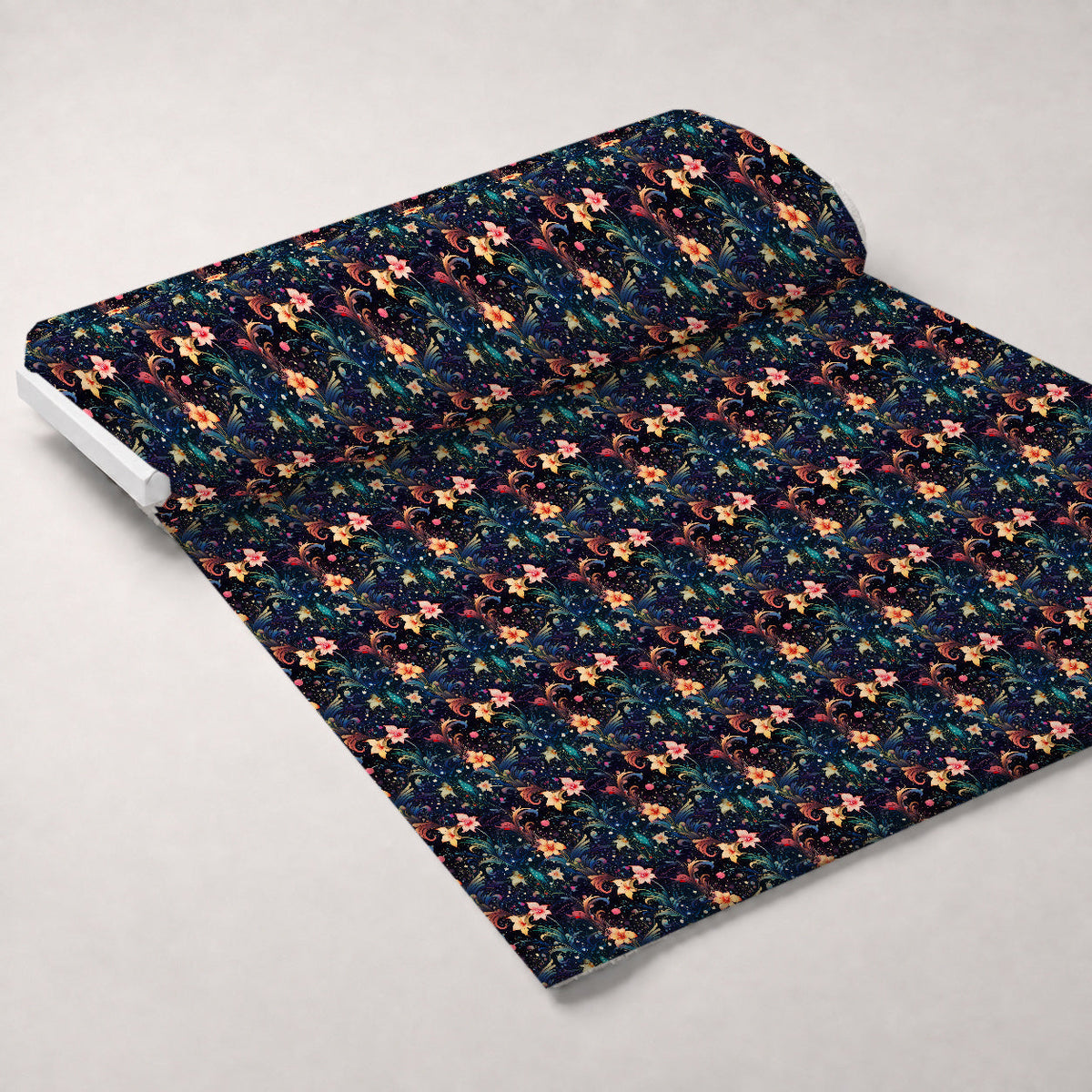 Midnight Blooms Pattern 2 Fleece Fabric — fleece fabric unrolled bolt preview (mv-fleece-v1:bolt)