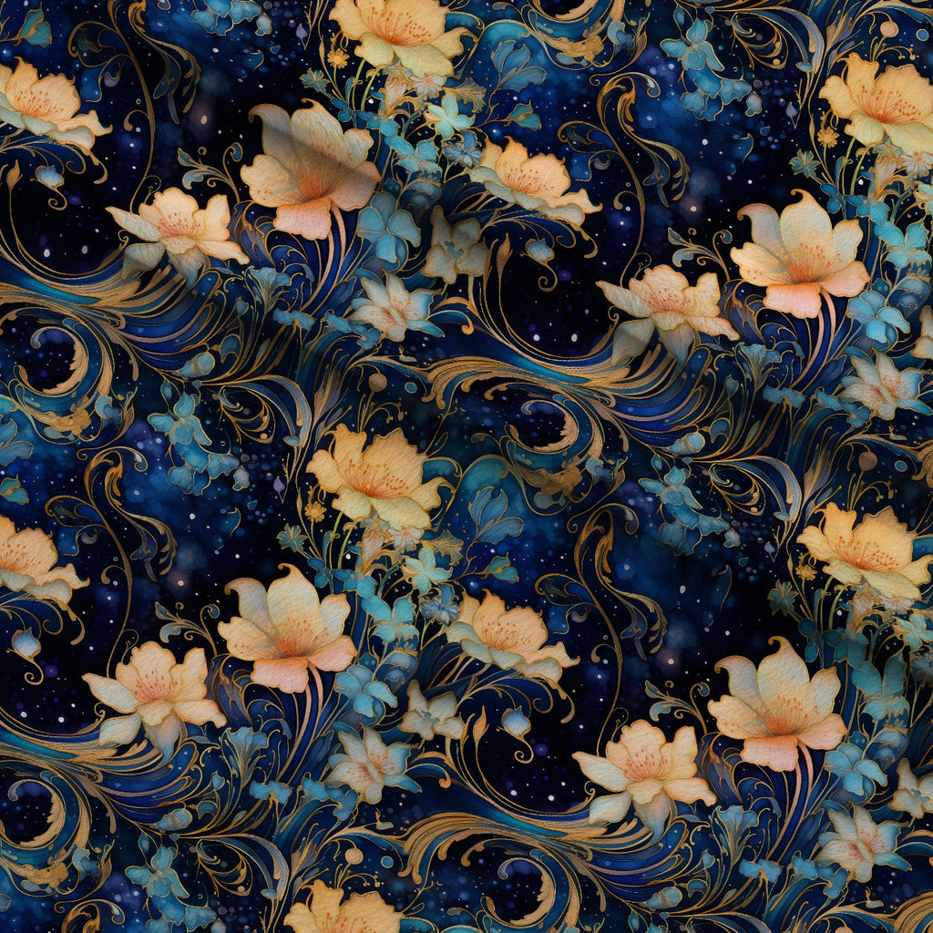 Midnight Blooms Pattern 3 Fleece Fabric — fleece fabric folded close-up preview (mv-fleece-v1:lying)