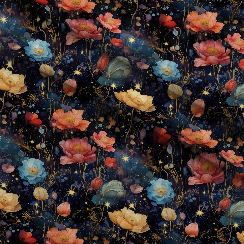 Midnight Blooms Pattern 4 Fleece Fabric — fleece fabric folded close-up preview (mv-fleece-v1:lying)