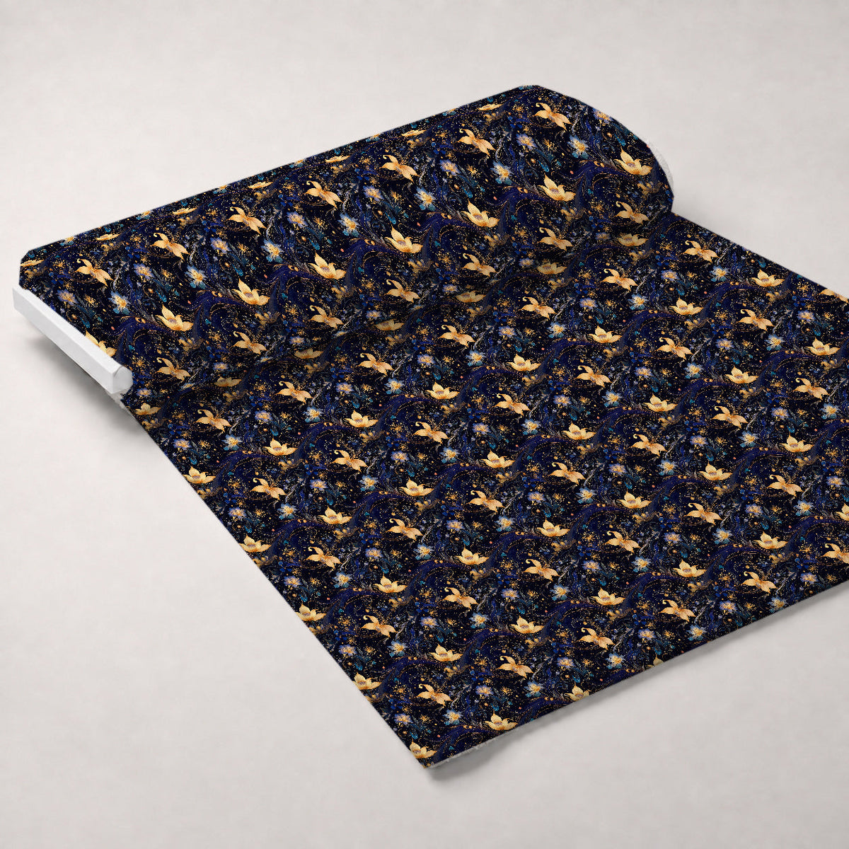 Midnight Blooms Pattern 5 Fleece Fabric — fleece fabric unrolled bolt preview (mv-fleece-v1:bolt)