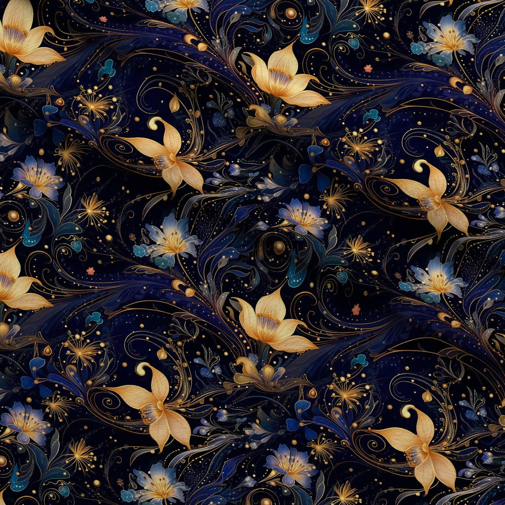 Midnight Blooms Pattern 5 Fleece Fabric — fleece fabric folded close-up preview (mv-fleece-v1:lying)