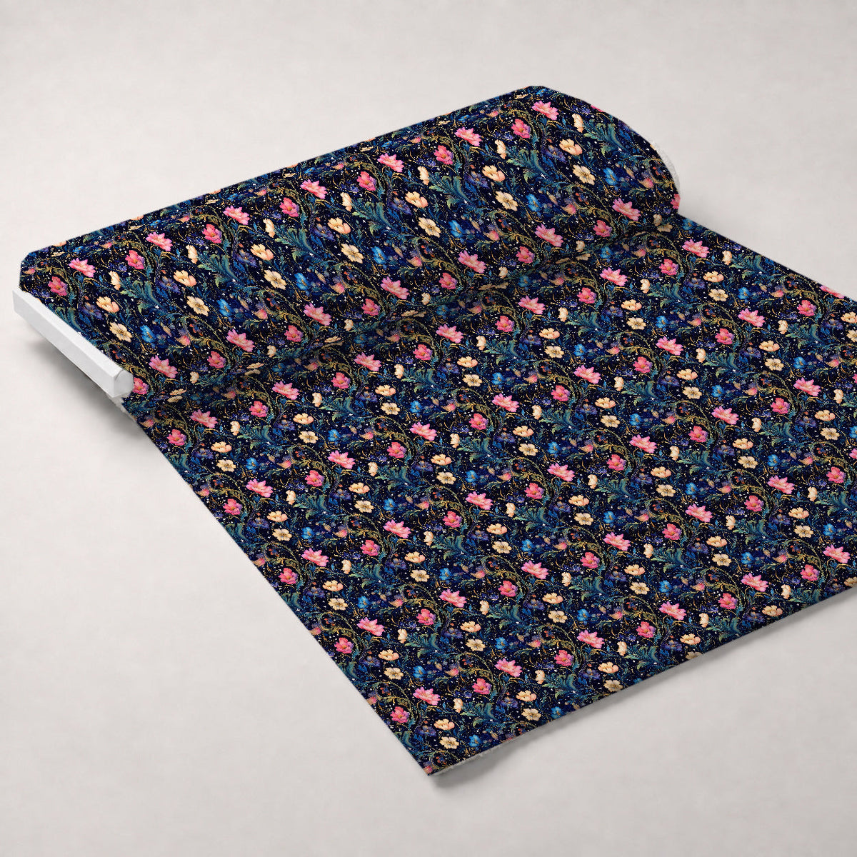 Midnight Blooms Pattern 7 Fleece Fabric — fleece fabric unrolled bolt preview (mv-fleece-v1:bolt)