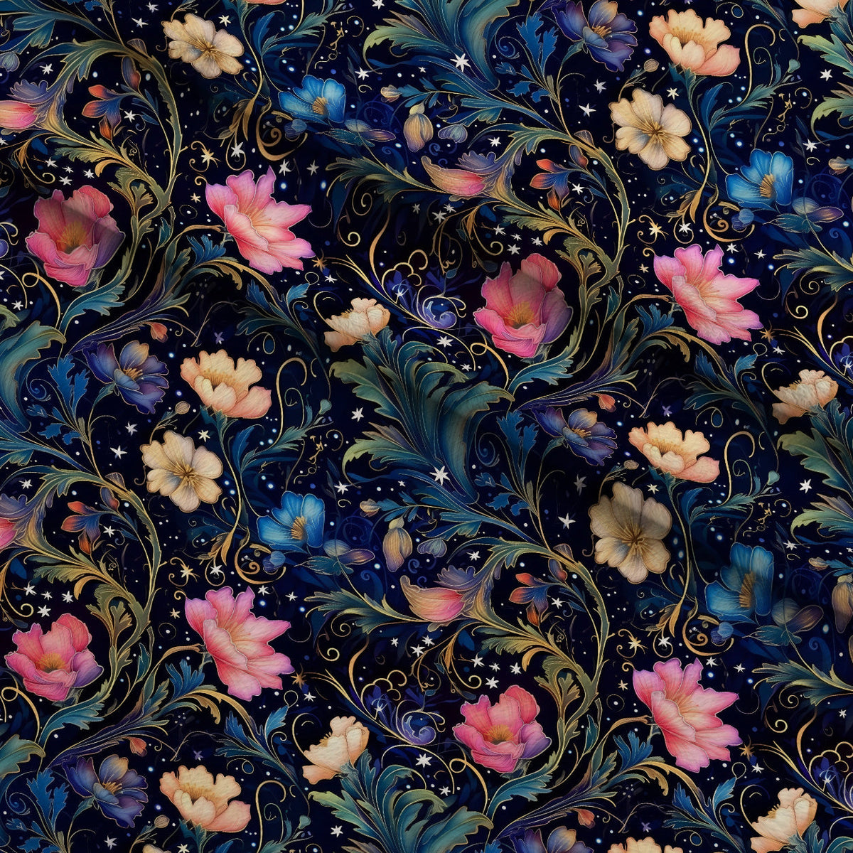Midnight Blooms Pattern 7 Fleece Fabric — fleece fabric folded close-up preview (mv-fleece-v1:lying)