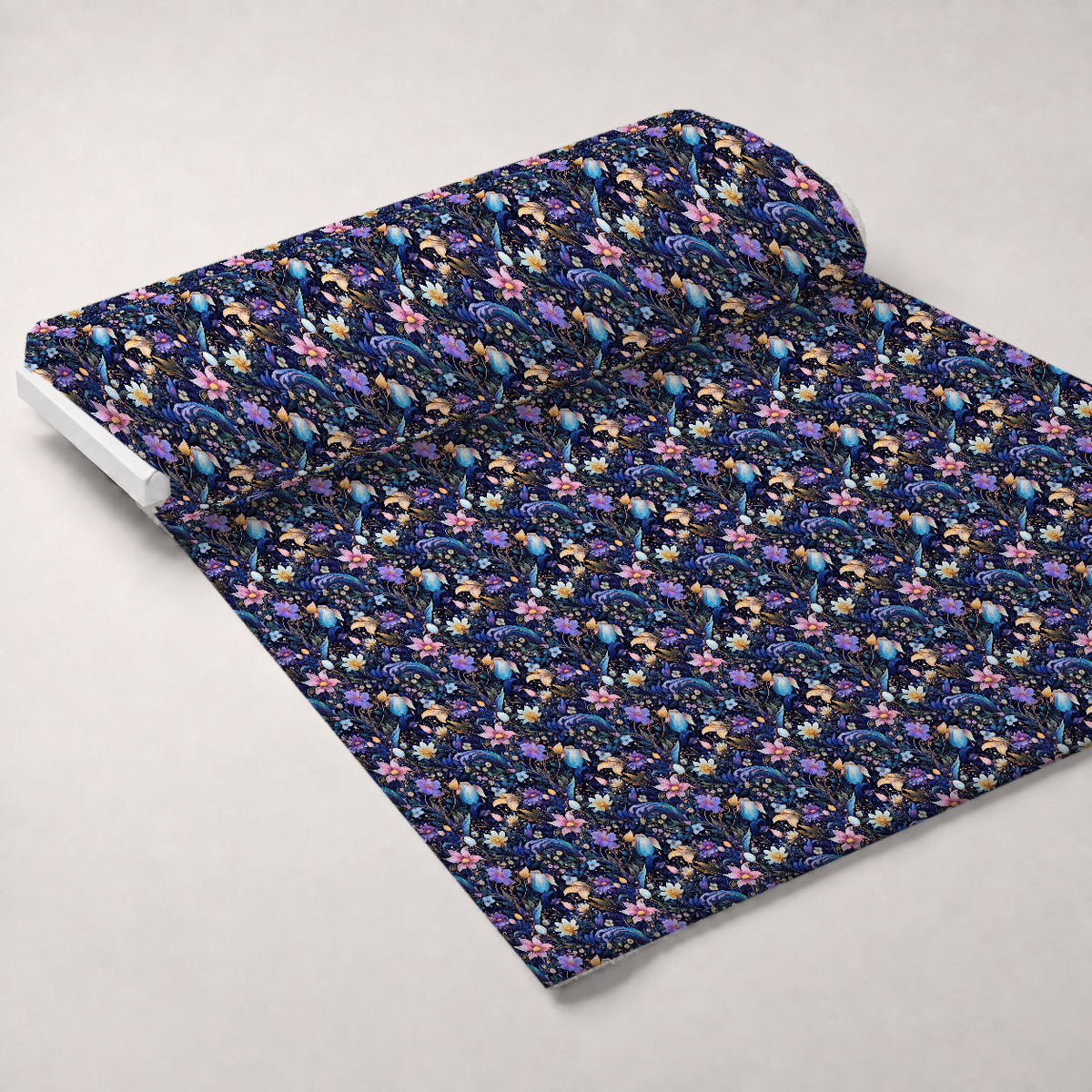 Midnight Blooms Pattern 8 Fleece Fabric — fleece fabric unrolled bolt preview (mv-fleece-v1:bolt)
