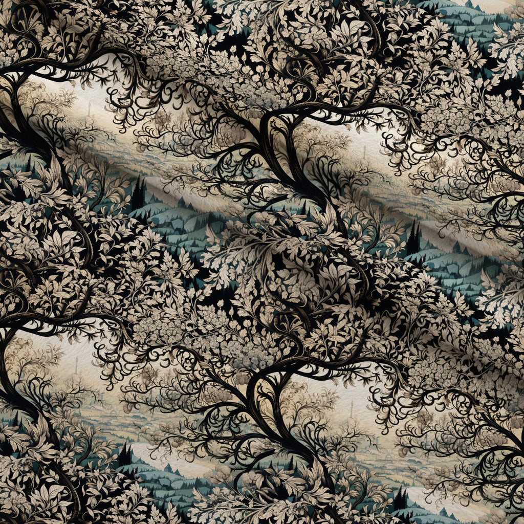 Midnight Bramble Pattern 1 Fleece Fabric — fleece fabric folded close-up preview (mv-fleece-v1:lying)